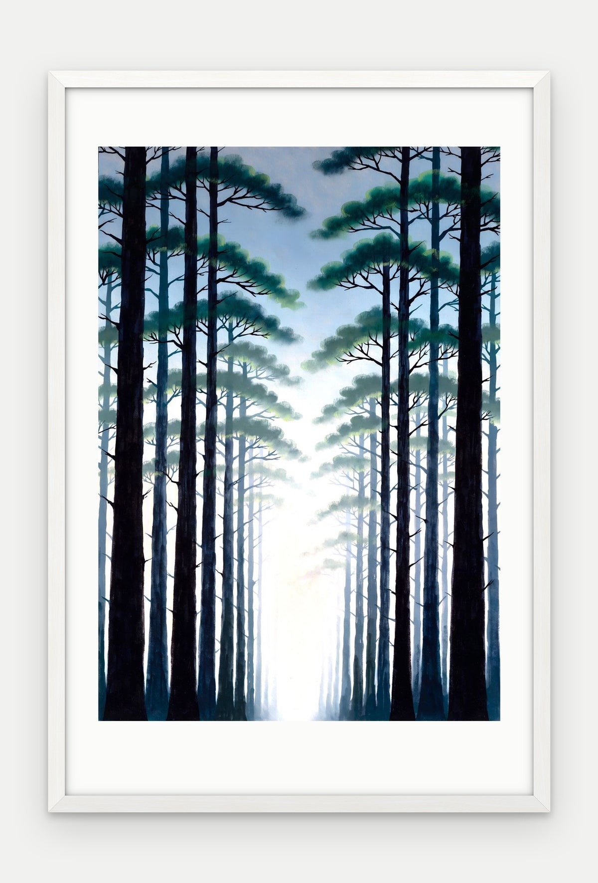 Plakat Las w ramie, oprawa: drewno białe, z passe-partout, format 40 × 60 cm
