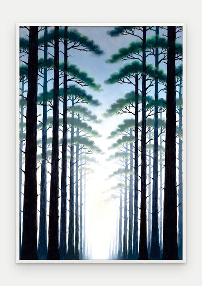 Plakat Las w ramie, oprawa: drewno białe, format 70 × 100 cm