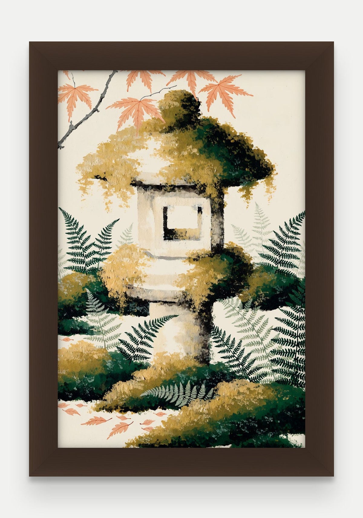 Obraz na płótnie Latarnia w ramie, oprawa: drewno brązowe, format 20 × 30 cm