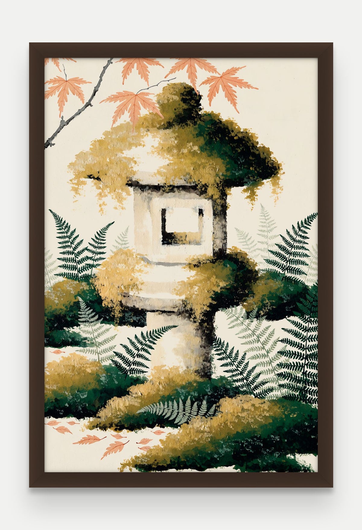 Obraz na płótnie Latarnia w ramie, oprawa: drewno brązowe, format 40 × 60 cm