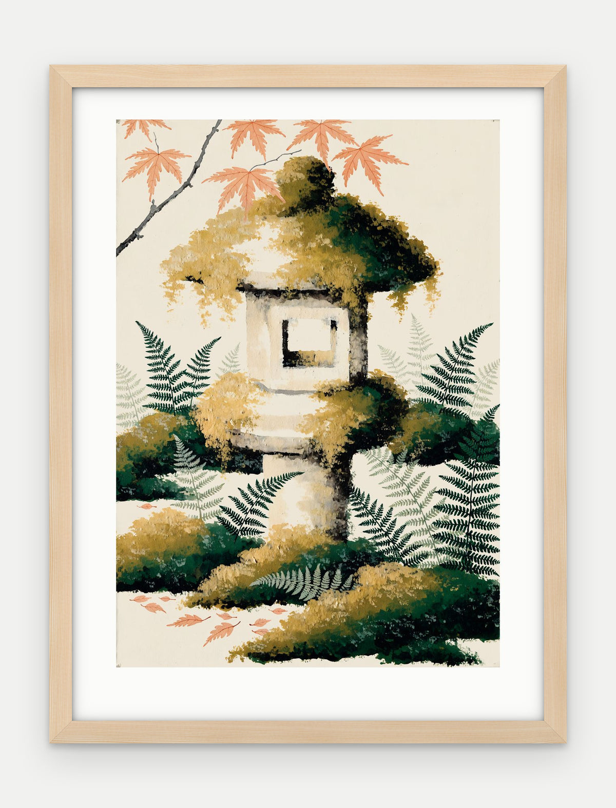 Plakat Latarnia w ramie, oprawa: drewno naturalne, z passe-partout, format 30 × 40 cm