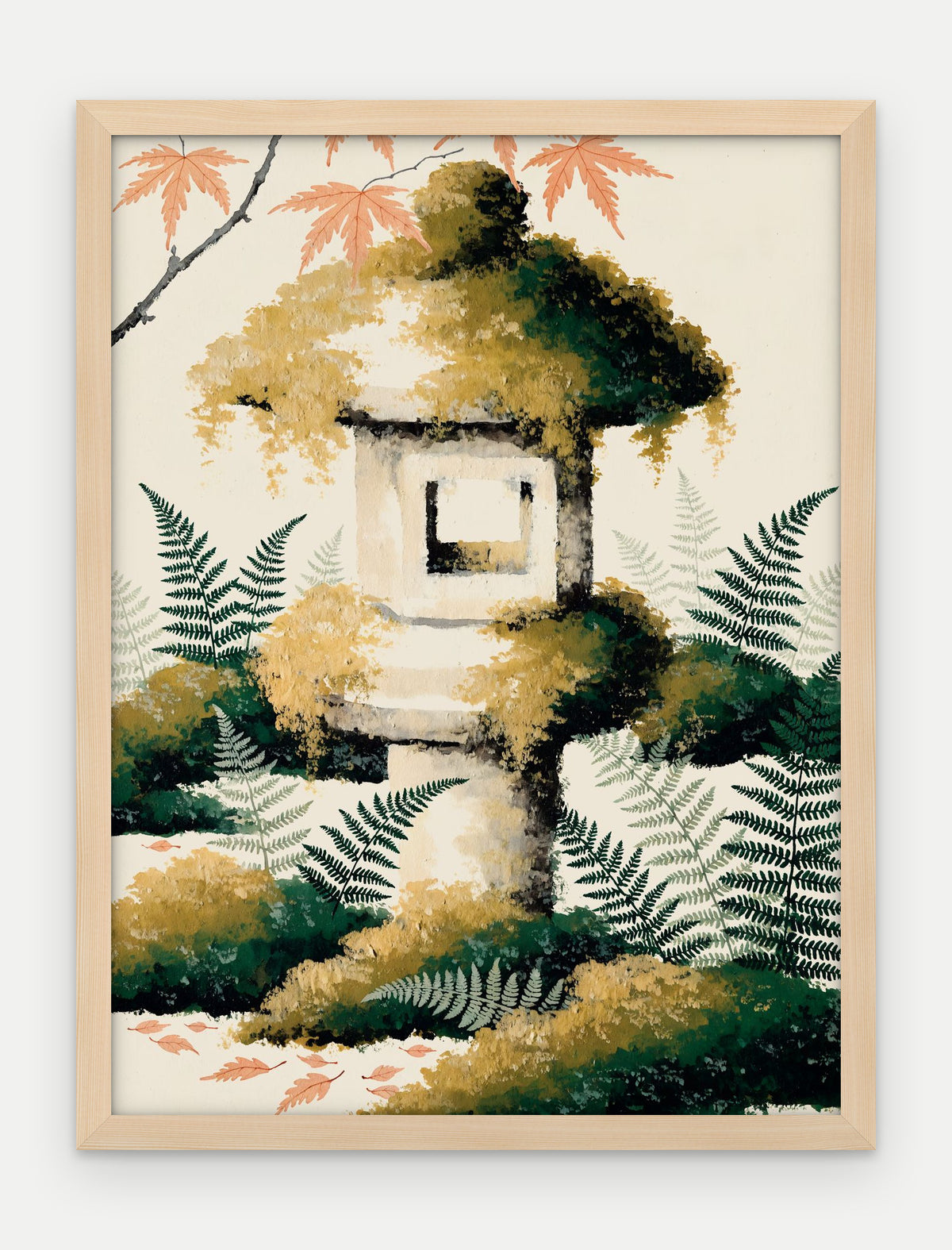 Plakat Latarnia w ramie, oprawa: drewno naturalne, format 30 × 40 cm