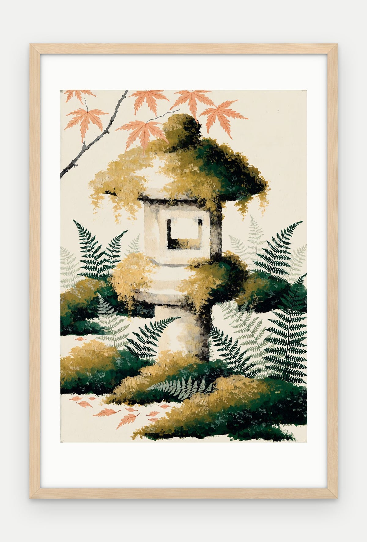 Plakat Latarnia w ramie, oprawa: drewno naturalne, z passe-partout, format 40 × 60 cm