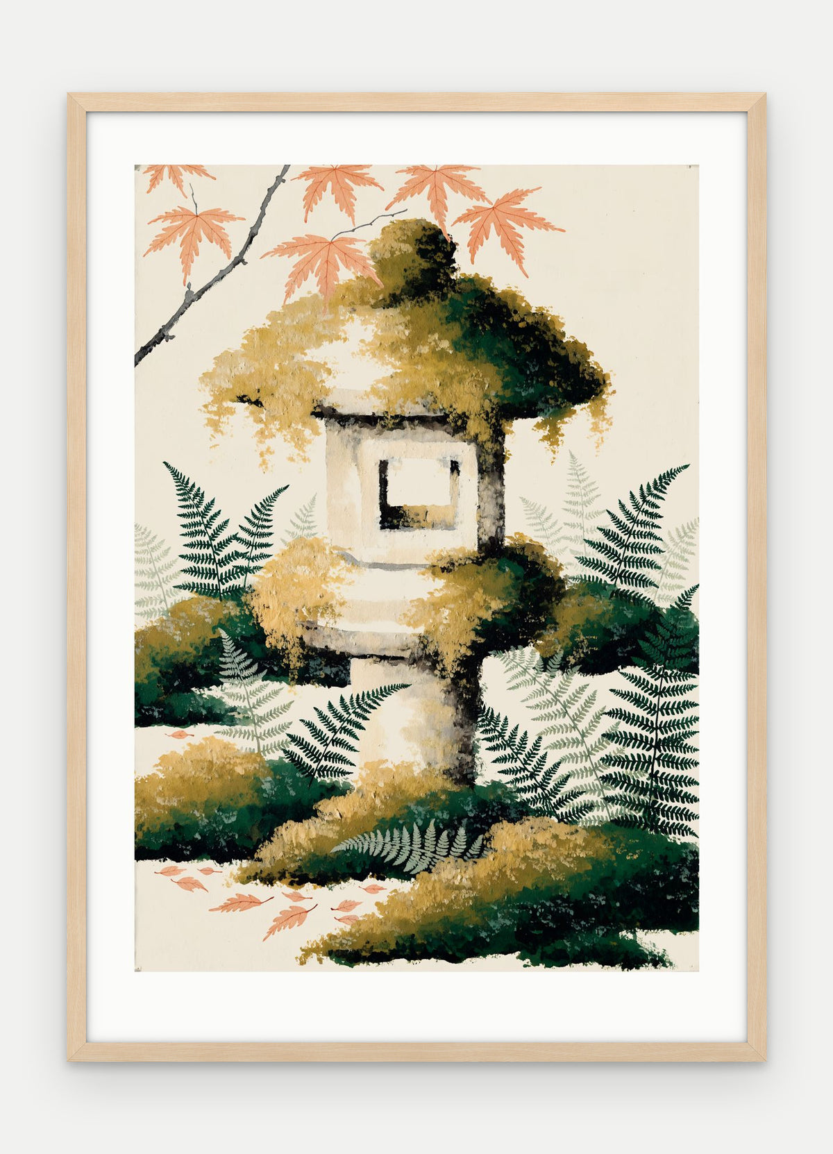 Plakat Latarnia w ramie, oprawa: drewno naturalne, z passe-partout, format 50 × 70 cm