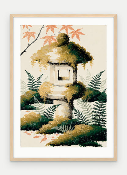 Plakat Latarnia w ramie, oprawa: drewno naturalne, z passe-partout, format 50 × 70 cm