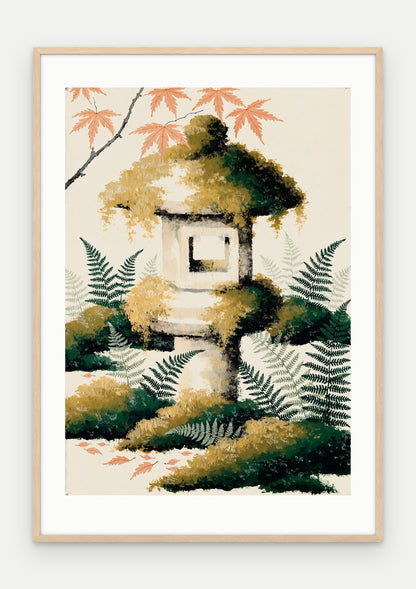 Plakat Latarnia w ramie, oprawa: drewno naturalne, z passe-partout, format 70 × 100 cm