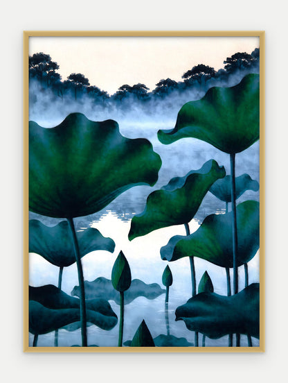 Plakat Lotosy w ramie, oprawa: aluminium złote, format 30 × 40 cm