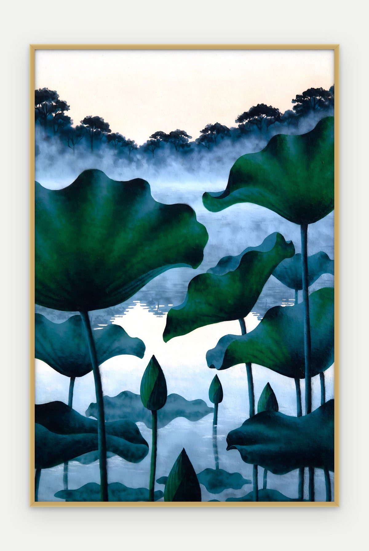 Plakat Lotosy w ramie, oprawa: aluminium złote, format 40 × 60 cm