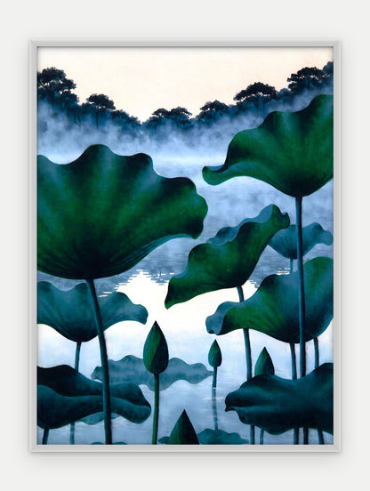 Plakat Lotosy w ramie, oprawa: aluminium srebrne, format 30 × 40 cm