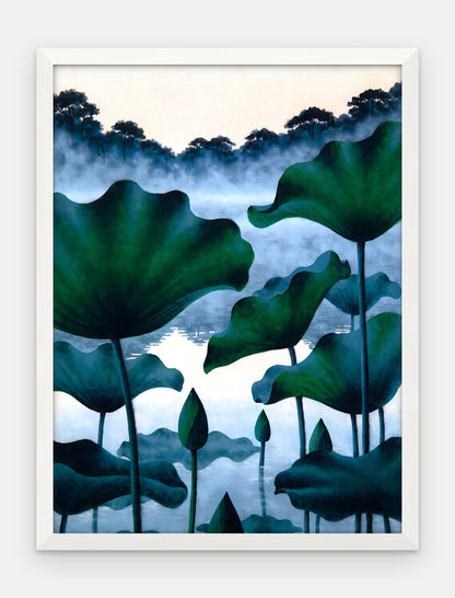 Plakat Lotosy w ramie, oprawa: drewno białe, format 30 × 40 cm