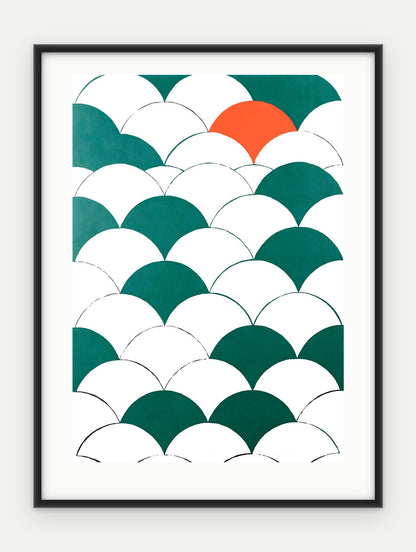 Plakat Łuski w ramie, oprawa: aluminium czarne, z passe-partout, format 30 × 40 cm