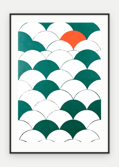 Plakat Łuski w ramie, oprawa: aluminium czarne, z passe-partout, format 50 × 70 cm
