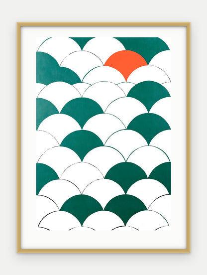 Plakat Łuski w ramie, oprawa: aluminium złote, z passe-partout, format 30 × 40 cm