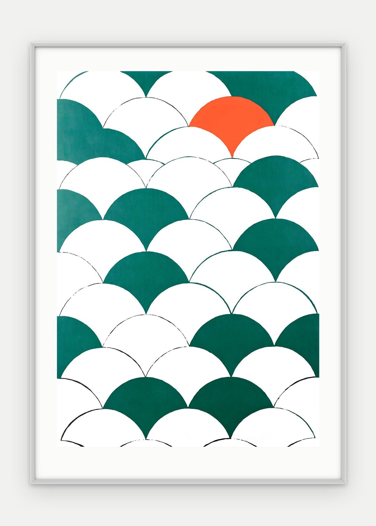 Plakat Łuski w ramie, oprawa: aluminium srebrne, z passe-partout, format 50 × 70 cm