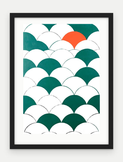 Plakat Łuski w ramie, oprawa: drewno czarne, z passe-partout, format 30 × 40 cm