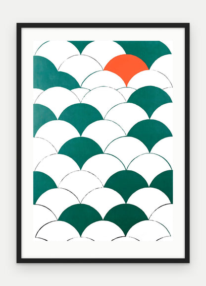 Plakat Łuski w ramie, oprawa: drewno czarne, z passe-partout, format 50 × 70 cm
