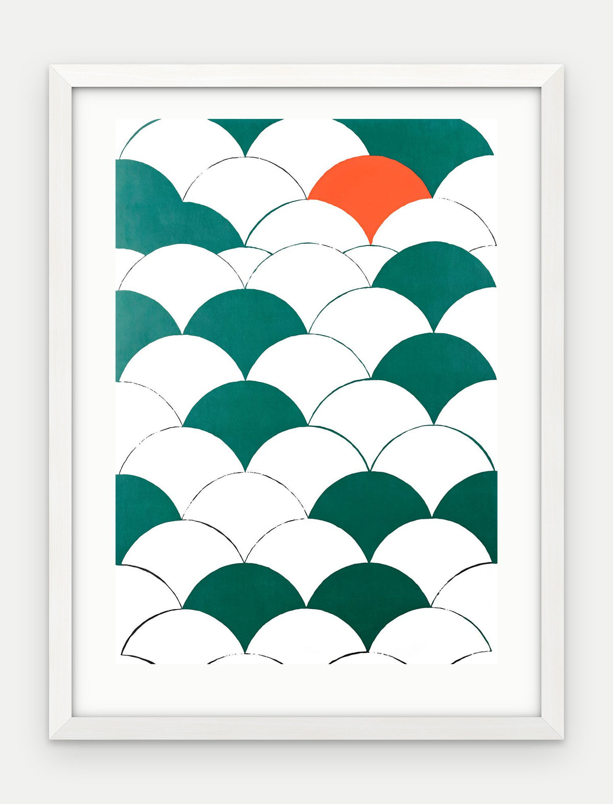 Plakat Łuski w ramie, oprawa: drewno białe, z passe-partout, format 30 × 40 cm