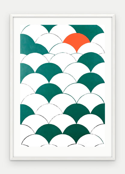 Plakat Łuski w ramie, oprawa: drewno białe, z passe-partout, format 50 × 70 cm