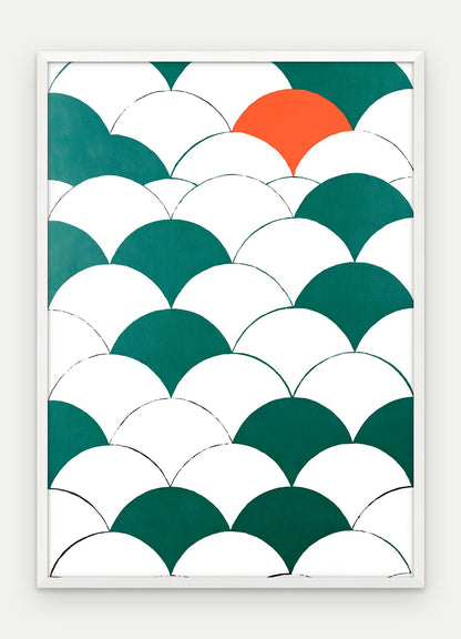 Plakat Łuski w ramie, oprawa: drewno białe, format 50 × 70 cm