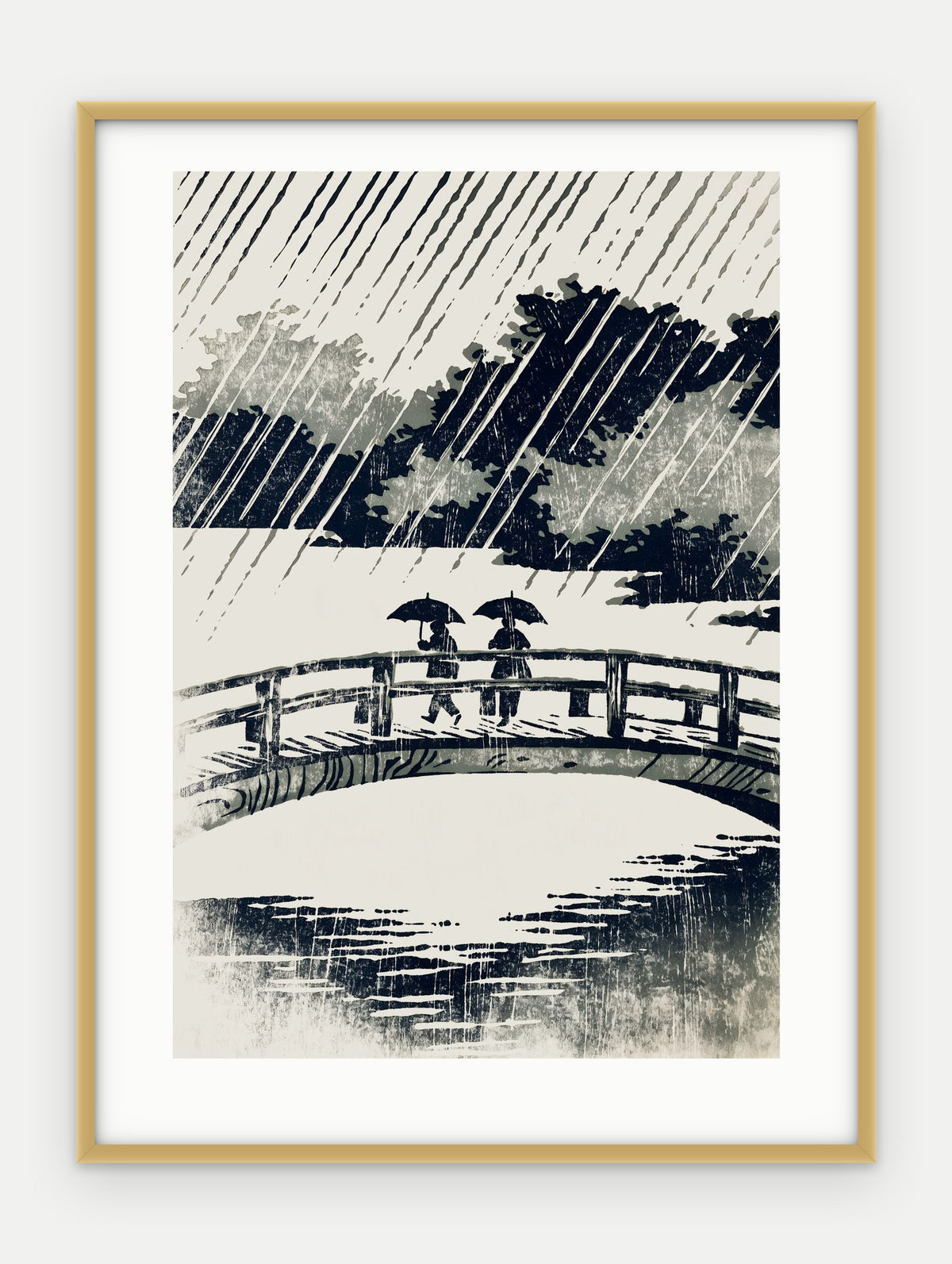 Plakat Most w ramie, oprawa: aluminium złote, z passe-partout, format 30 × 40 cm