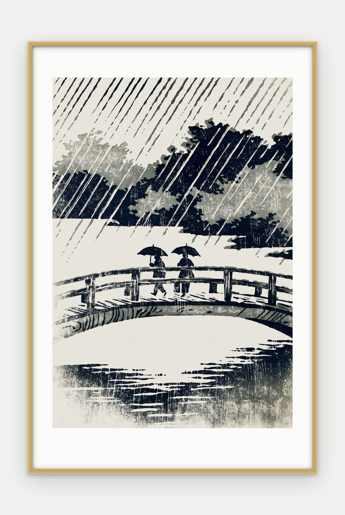 Plakat Most w ramie, oprawa: aluminium złote, z passe-partout, format 40 × 60 cm