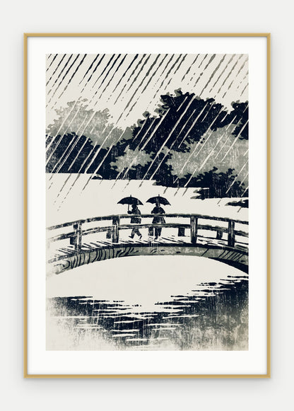 Plakat Most w ramie, oprawa: aluminium złote, z passe-partout, format 50 × 70 cm