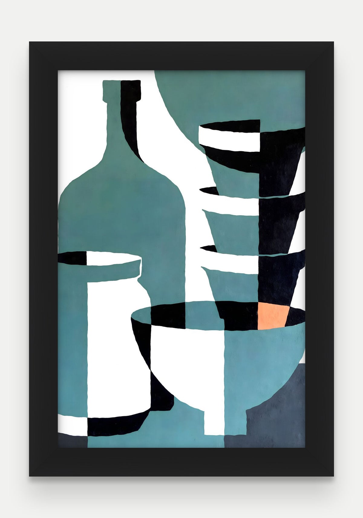 Obraz na płótnie Naczynia w ramie, oprawa: drewno czarne, format 20 × 30 cm