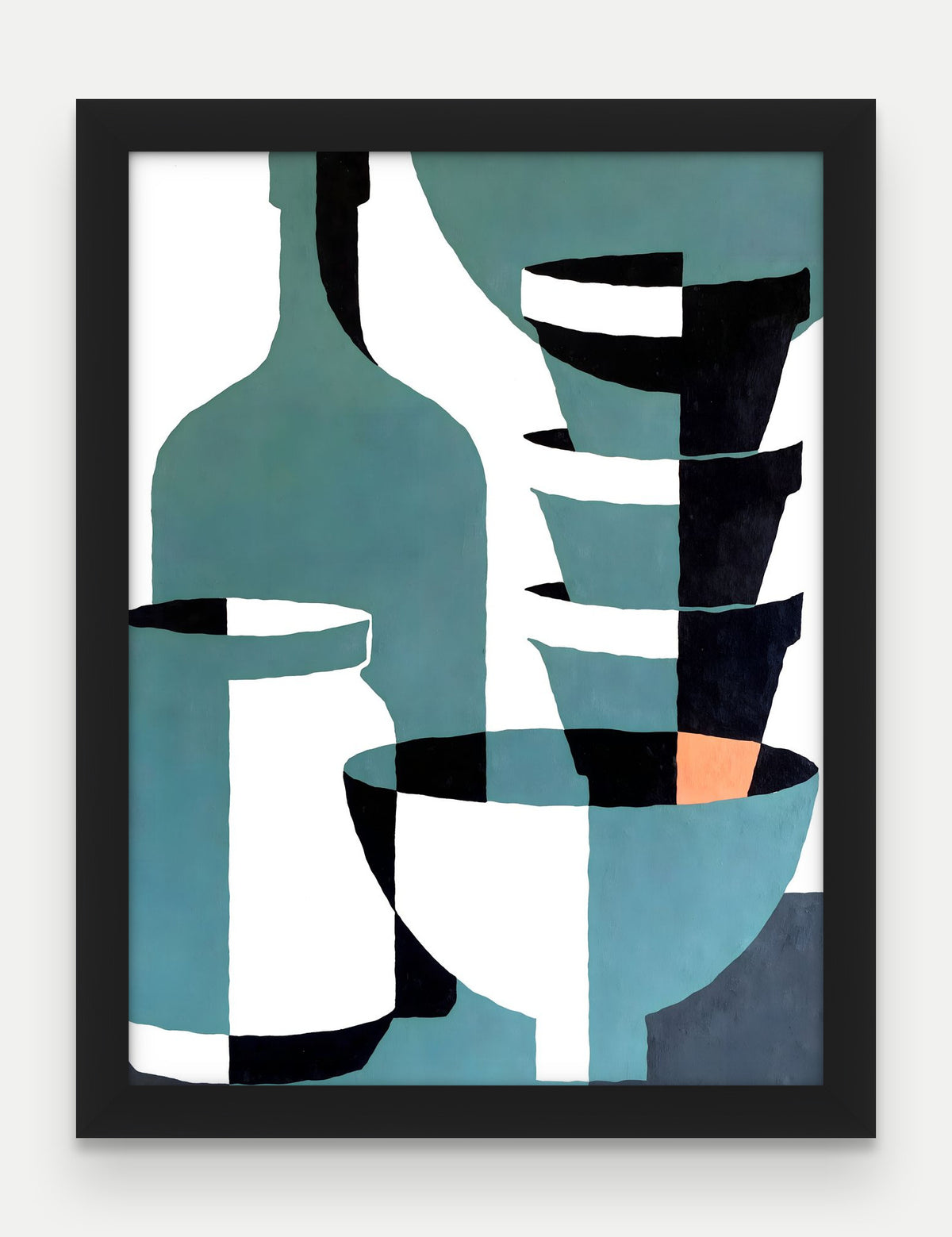 Obraz na płótnie Naczynia w ramie, oprawa: drewno czarne, format 30 × 40 cm