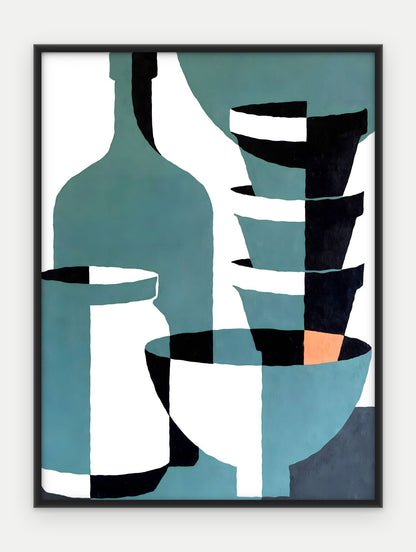Plakat Naczynia w ramie, oprawa: aluminium czarne, format 30 × 40 cm