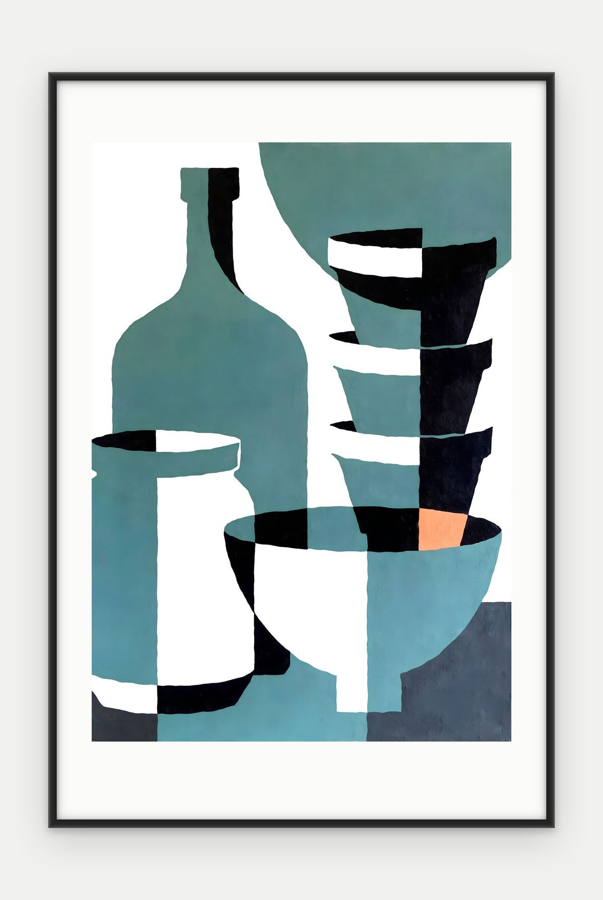Plakat Naczynia w ramie, oprawa: aluminium czarne, z passe-partout, format 40 × 60 cm