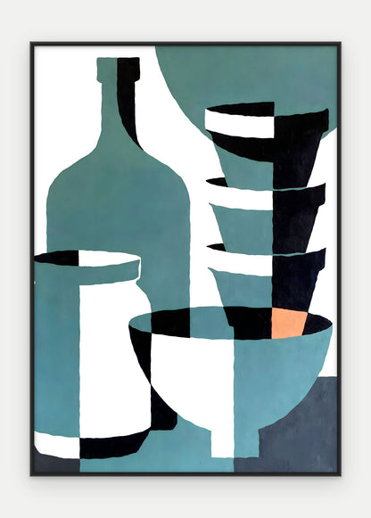 Plakat Naczynia w ramie, oprawa: aluminium czarne, format 50 × 70 cm