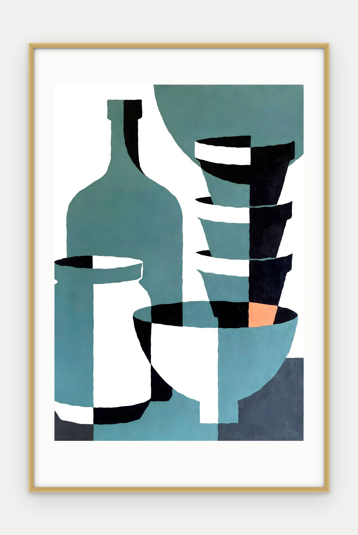 Plakat Naczynia w ramie, oprawa: aluminium złote, z passe-partout, format 40 × 60 cm