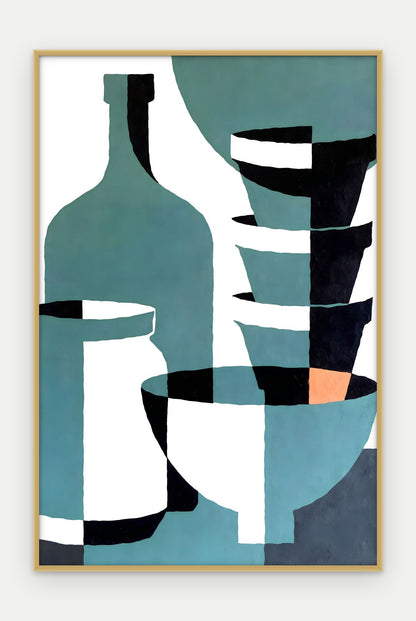 Plakat Naczynia w ramie, oprawa: aluminium złote, format 40 × 60 cm