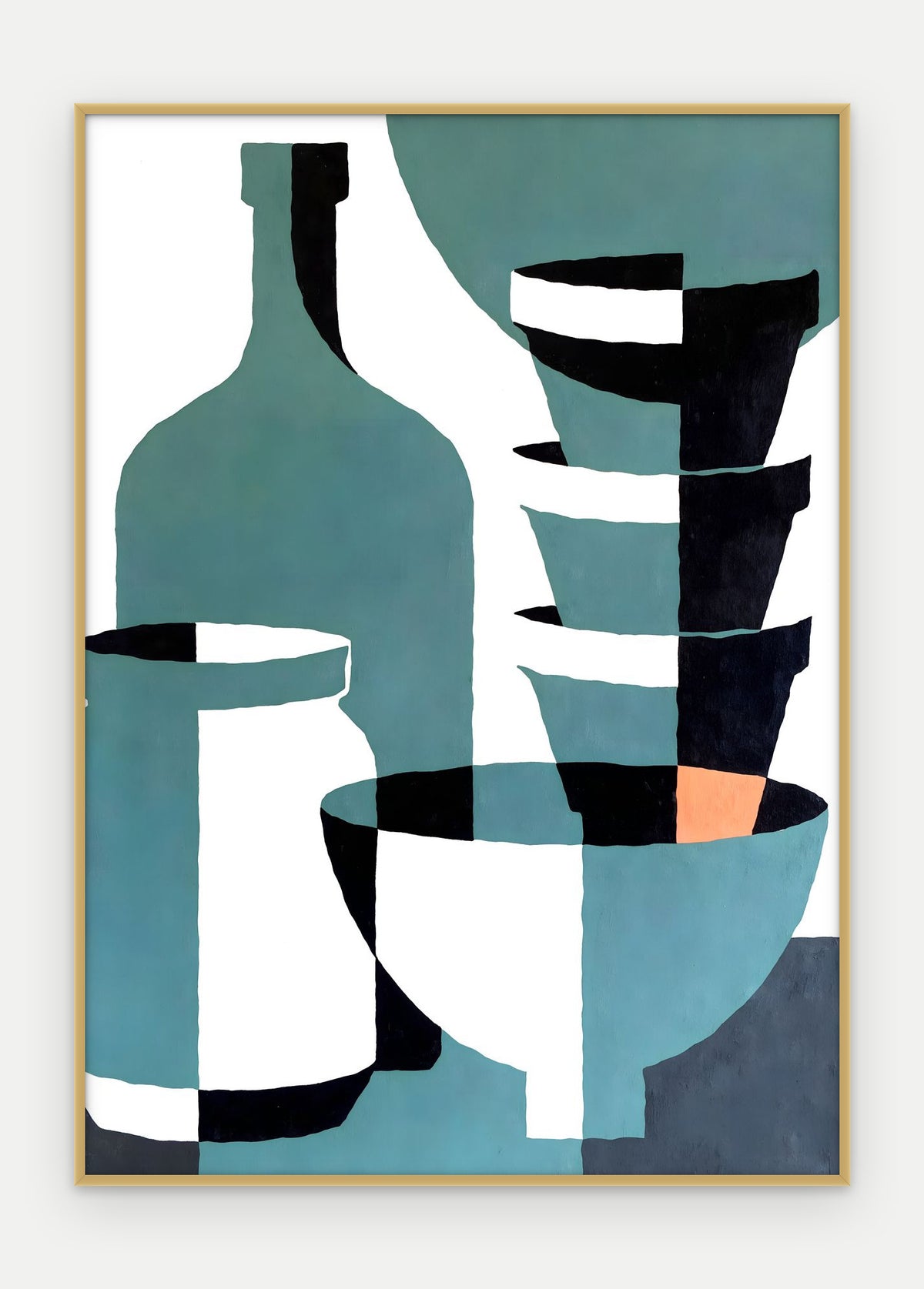 Plakat Naczynia w ramie, oprawa: aluminium złote, format 50 × 70 cm