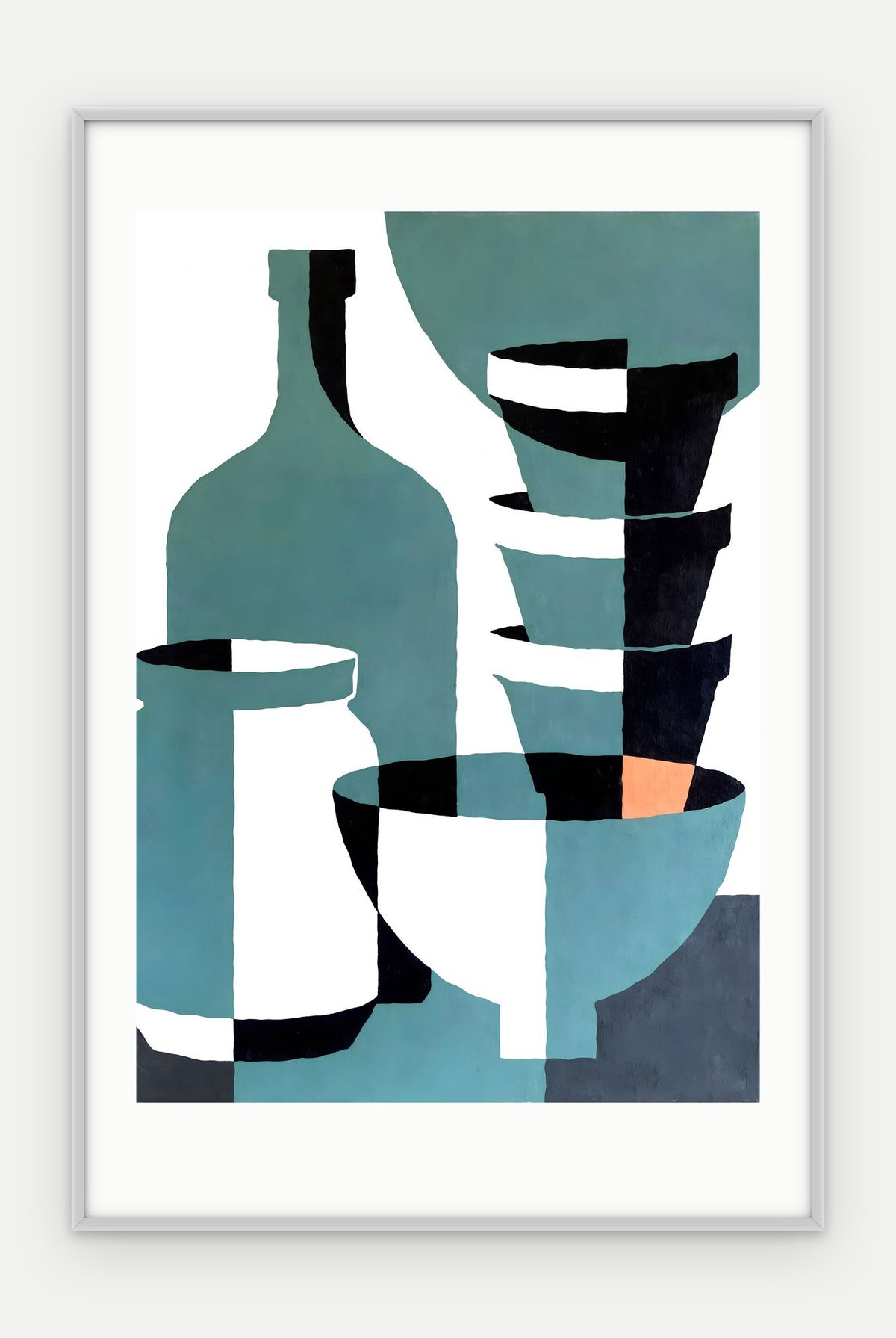 Plakat Naczynia w ramie, oprawa: aluminium srebrne, z passe-partout, format 40 × 60 cm