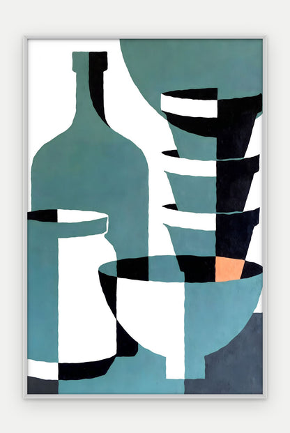 Plakat Naczynia w ramie, oprawa: aluminium srebrne, format 40 × 60 cm