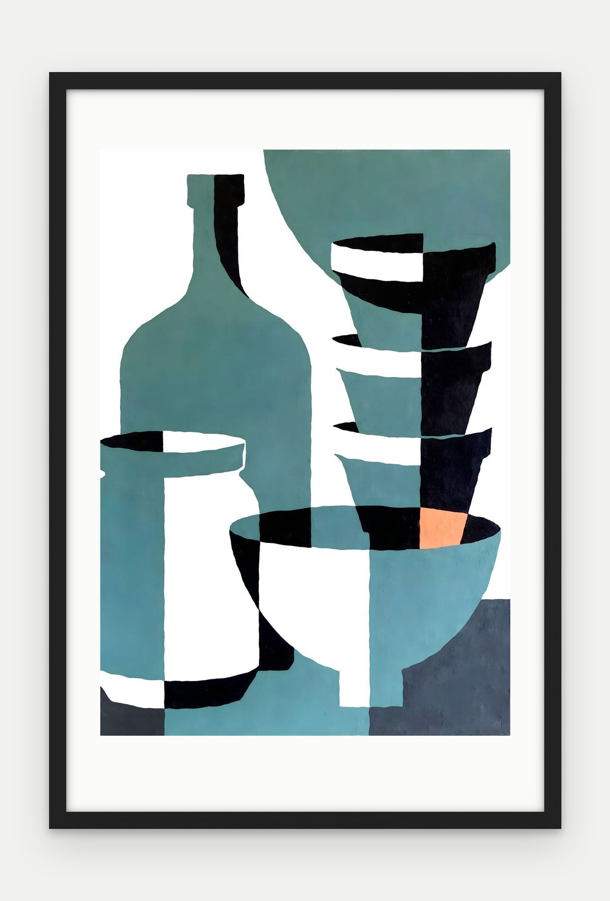 Plakat Naczynia w ramie, oprawa: drewno czarne, z passe-partout, format 40 × 60 cm
