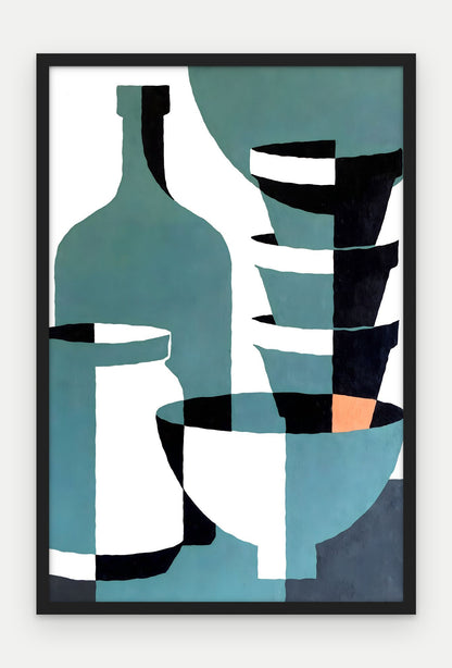 Plakat Naczynia w ramie, oprawa: drewno czarne, format 40 × 60 cm