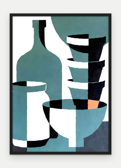 Plakat Naczynia w ramie, oprawa: drewno czarne, format 50 × 70 cm