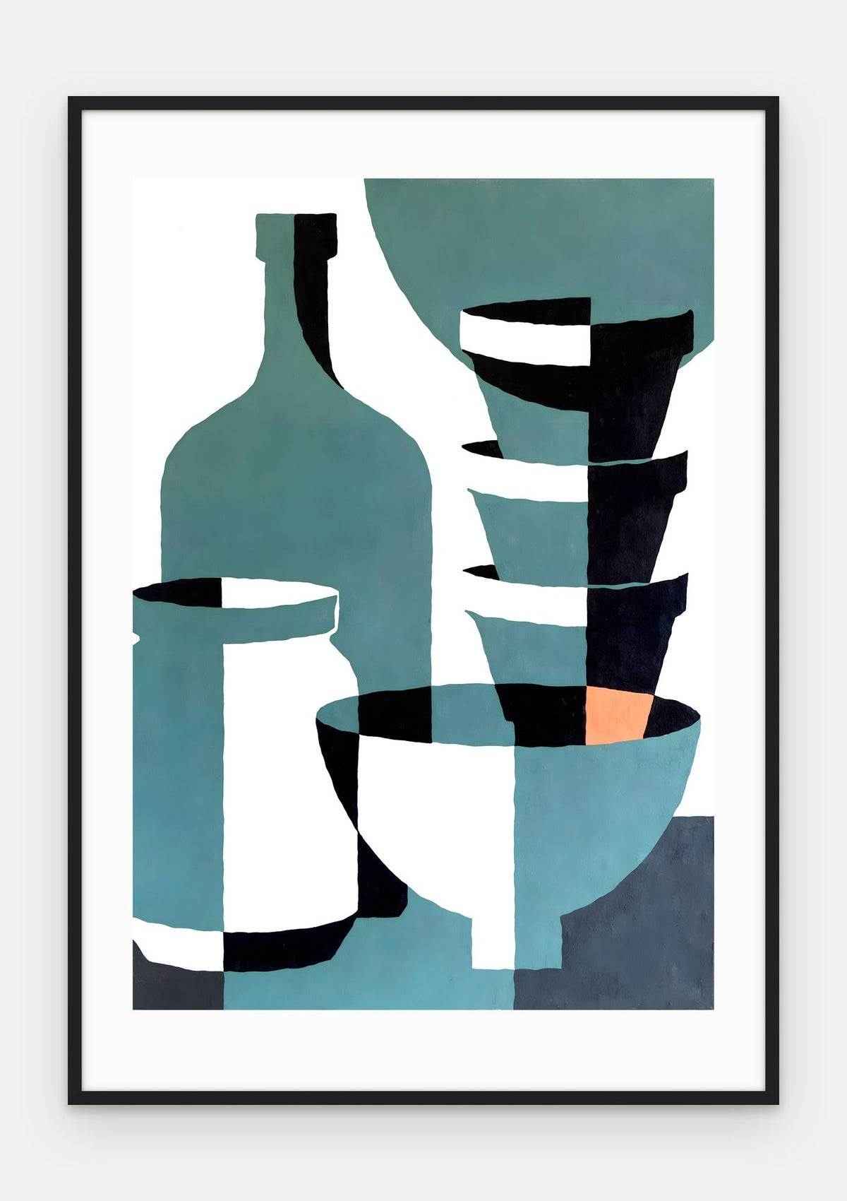 Plakat Naczynia w ramie, oprawa: drewno czarne, z passe-partout, format 70 × 100 cm