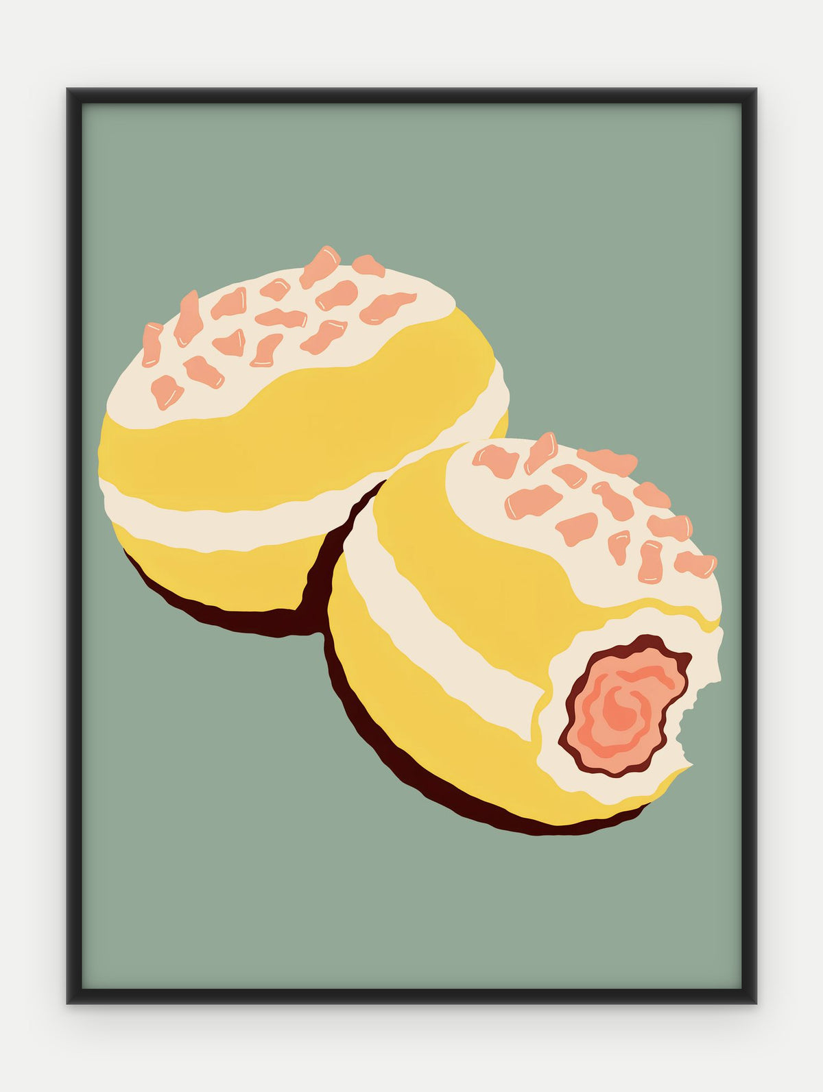 Plakat Pączki w ramie, oprawa: aluminium czarne, format 30 × 40 cm