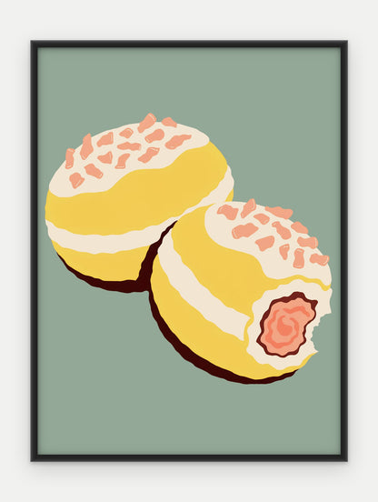 Plakat Pączki w ramie, oprawa: aluminium czarne, format 30 × 40 cm