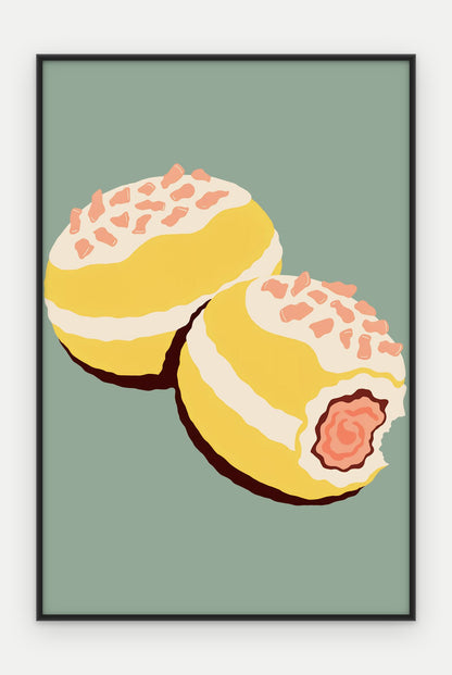 Plakat Pączki w ramie, oprawa: aluminium czarne, format 40 × 60 cm