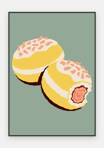 Plakat Pączki w ramie, oprawa: aluminium czarne, format 70 × 100 cm