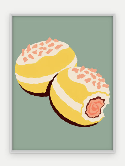 Plakat Pączki w ramie, oprawa: aluminium srebrne, format 30 × 40 cm