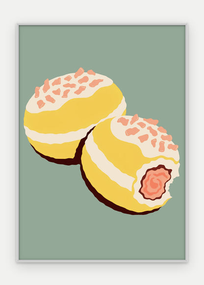 Plakat Pączki w ramie, oprawa: aluminium srebrne, format 50 × 70 cm
