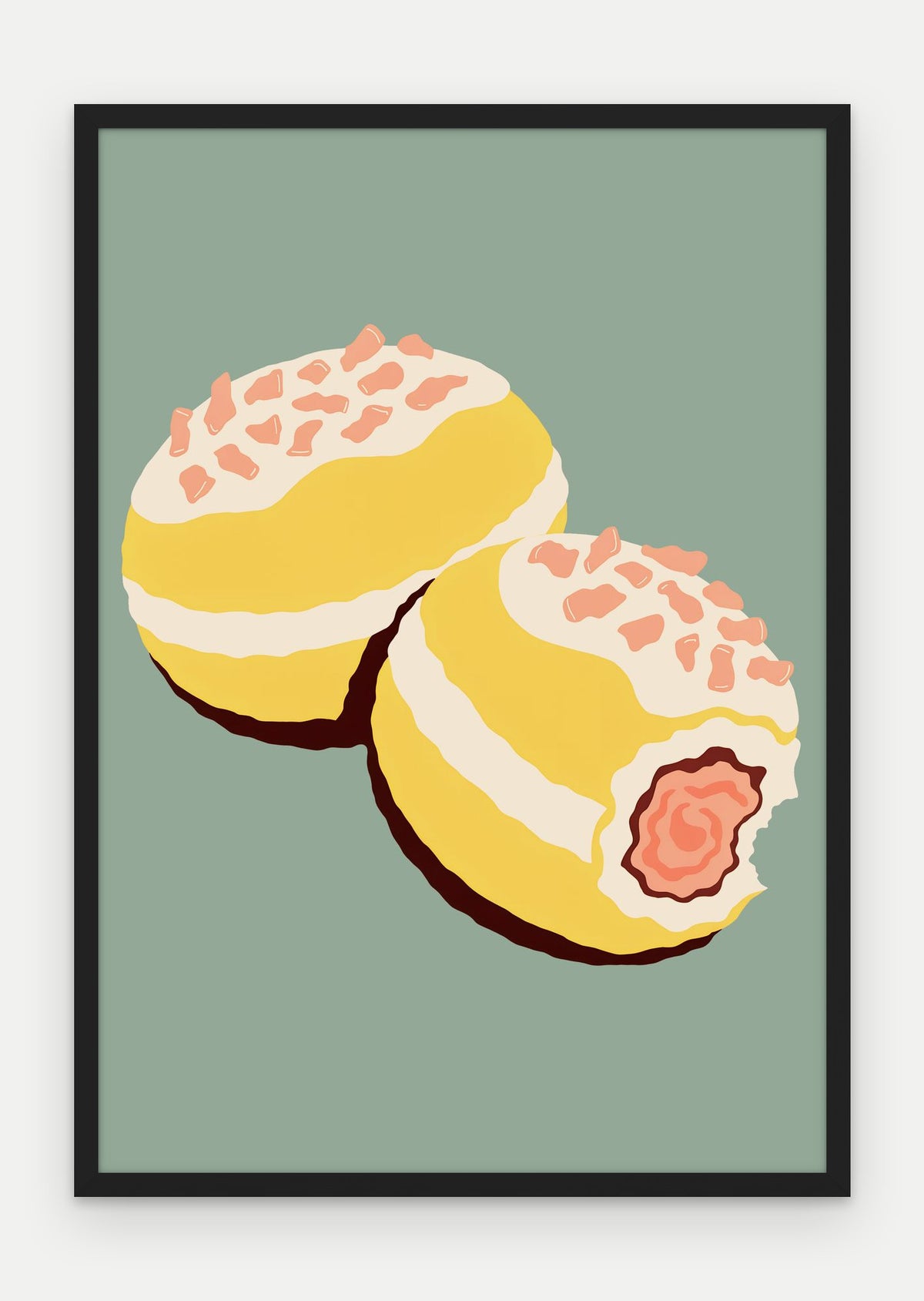 Plakat Pączki w ramie, oprawa: drewno czarne, format 70 × 100 cm