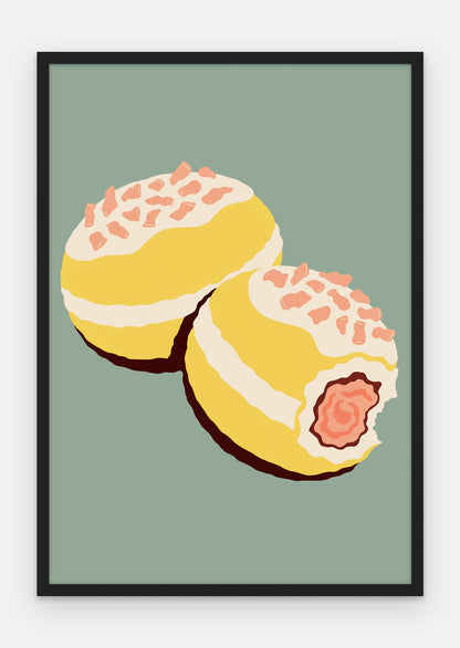 Plakat Pączki w ramie, oprawa: drewno czarne, format 70 × 100 cm