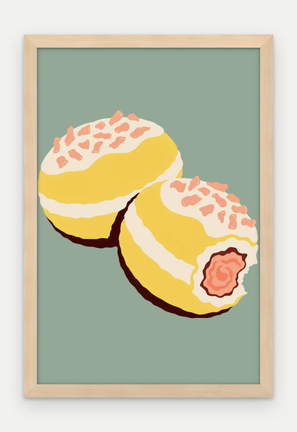 Plakat Pączki w ramie, oprawa: drewno naturalne, format 40 × 60 cm