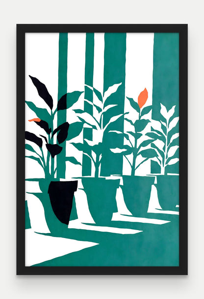 Obraz na płótnie Parapet w ramie, oprawa: drewno czarne, format 40 × 60 cm